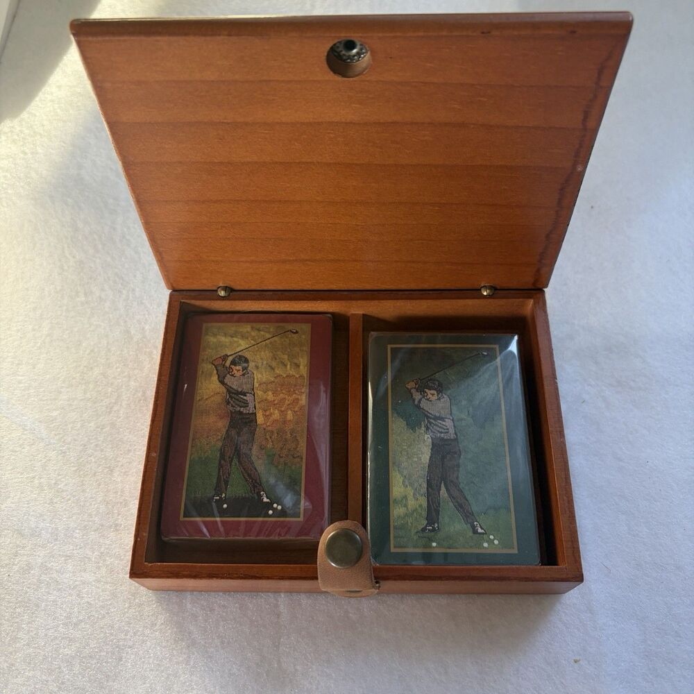 Golf Playing Cards Wooden Box